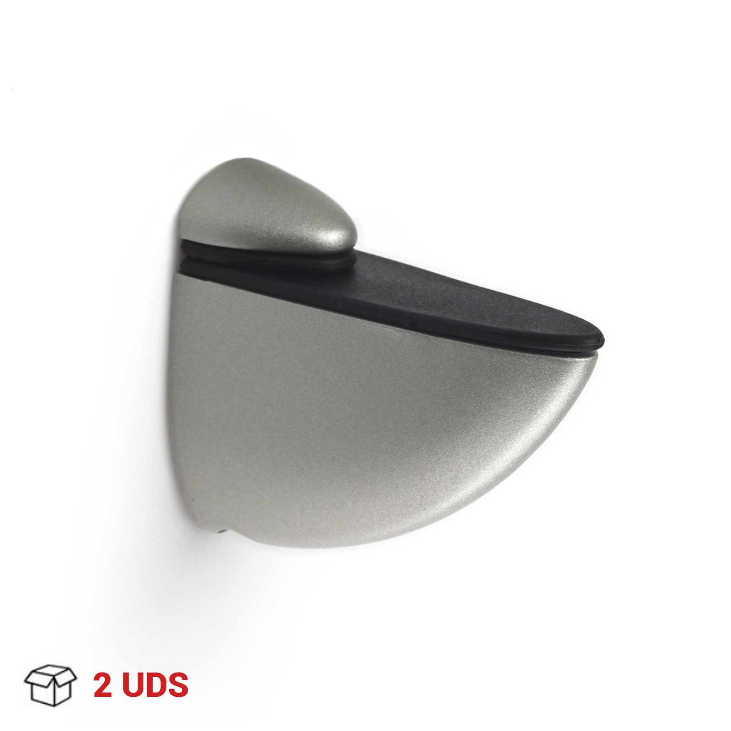 Support pour étagères en verre et bois | Fabriqué en Zamac | Fini nickel mat liquide | Pour étagères d'une épaisseur de 3 à 26 mm | Dimensions 26*60*70mm | Système de fixation vissé | 2 unités